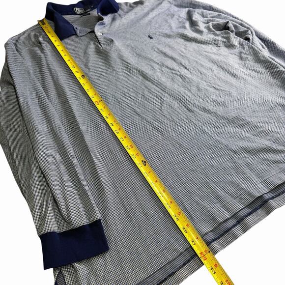 Vtg Polo By Ralph Lauren Polo Shirt 2XL XXL Blue Men's L/S Pima Cotton Preppy - Picture 5 of 8